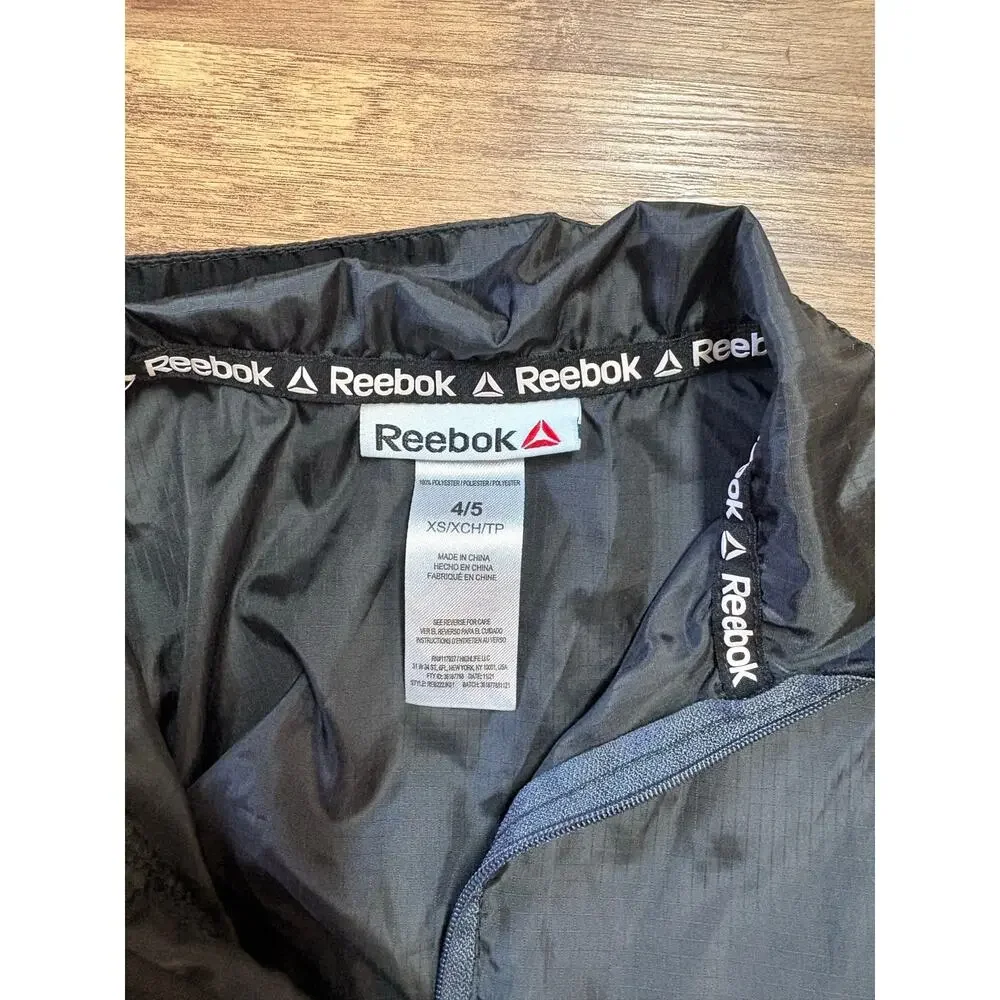 Reebok Black Windbreaker | Size XS 4/5 | Youth | White | Pocket